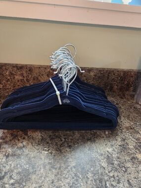 Navy Velvet Non-Slip Hangers - Set